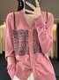 Cardigans Géométrique Décontracté Printemps / Automne Naturel Ample Manches Longues Mi-long Régulier Non pour Femmes