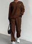 Deux Pièces Ensembles Femmes Décontracté Plain Printemps / Automne Polyester Quotidien Ample Manches Longues Top Avec Pantalons Droit