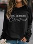 Sweat-shirts Femmes Décontracté Printemps / Automne Lettres de texte Imprimé Quotidien Ample Noël Col Rond Régulier
