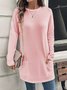 Chemisiers1 Décontracté Plain Printemps / Automne Micro-élasticité Jersey Col Rond Mi-long Droit Régulier pour Femmes