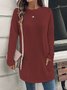 Chemisiers1 Décontracté Plain Printemps / Automne Micro-élasticité Jersey Col Rond Mi-long Droit Régulier pour Femmes