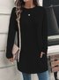 Chemisiers1 Décontracté Plain Printemps / Automne Micro-élasticité Jersey Col Rond Mi-long Droit Régulier pour Femmes