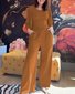 correspondant à Vêtement Décontracté Plain Printemps / Automne Coton Col V Naturel Manches Longues Droit Régulier pour Femmes