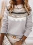 Pulls Décontracté Printemps / Automne Ethnique Géométrie Naturel Manches Longues Col Rond Droit Régulier Élasticité moyenne pour Femmes