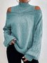 Pulls Femmes Décontracté Plain Printemps / Automne Manche Ballon Col Roulé Laine/Tricot Mi-long Régulier Non