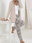 Deux Pièces Ensembles Décontracté Printemps / Automne Plaid Polyester Quotidien Ample Manteau avec Pantalons Droit T.-N.-L. pour Femmes