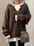 Pulls Femmes Décontracté Plain Printemps / Automne Ample Manches Longues Mi-long Droit Élasticité moyenne Non
