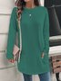 Chemisiers1 Décontracté Plain Printemps / Automne Micro-élasticité Jersey Col Rond Mi-long Droit Régulier pour Femmes