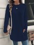 Chemisiers1 Décontracté Plain Printemps / Automne Micro-élasticité Jersey Col Rond Mi-long Droit Régulier pour Femmes