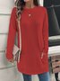 Chemisiers1 Décontracté Plain Printemps / Automne Micro-élasticité Jersey Col Rond Mi-long Droit Régulier pour Femmes