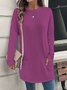 Chemisiers1 Décontracté Plain Printemps / Automne Micro-élasticité Jersey Col Rond Mi-long Droit Régulier pour Femmes