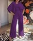 correspondant à Vêtement Décontracté Plain Printemps / Automne Coton Col V Naturel Manches Longues Droit Régulier pour Femmes