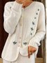 Cardigans Décontracté Floral Hiver Poids lourd Ample Manches Longues Régulier Droit Élasticité moyenne pour Femmes