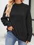 Pulls Femmes Décontracté Plain Hiver Naturel Manches Longues Col Rond Fil/fil de laine Régulier Élasticité moyenne