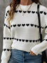 Pulls Décontracté Hiver Coeur/cordé Poids lourd Ample Manches Longues Col Rond Fil/fil de laine Régulier pour Femmes