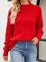Pulls Femmes Décontracté Plain Hiver Naturel Manches Longues Col Rond Fil/fil de laine Régulier Élasticité moyenne