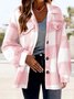 Caniche Blousons Femmes Décontracté Hiver Plaid Boutonné Naturel Micro-élasticité Quotidien Col Châle Droit