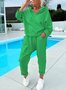 Deux Pièces Ensembles Femmes Décontracté Plain Printemps / Automne Naturel Micro-élasticité Ample Jersey Manches Longues Régulier