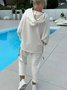 Deux Pièces Ensembles Femmes Décontracté Plain Printemps / Automne Naturel Micro-élasticité Ample Jersey Manches Longues Régulier