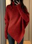 Pulls Femmes Décontracté Plain Printemps / Automne Col V Ample Manches Longues Fil/fil de laine Régulier Élasticité moyenne