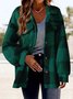 Caniche Blousons Femmes Décontracté Hiver Plaid Boutonné Naturel Micro-élasticité Quotidien Col Châle Droit
