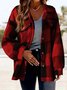 Caniche Blousons Femmes Décontracté Hiver Plaid Boutonné Naturel Micro-élasticité Quotidien Col Châle Droit