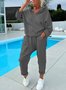 Deux Pièces Ensembles Femmes Décontracté Plain Printemps / Automne Naturel Micro-élasticité Ample Jersey Manches Longues Régulier