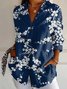 Chemises Rétro Floral Printemps / Automne Polyester Boutonné Naturel Quotidien Ample Manches Longues pour Femmes