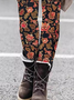 Pantalons De Yoga Femmes Rétro Floral Toutes Les Saisons Naturel à Haute Élasticité Serré Long Legging Régulier