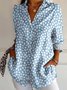 Chemises Rétro Floral Printemps / Automne Polyester Boutonné Naturel Quotidien Ample Manches Longues pour Femmes