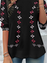 T-shirts Femmes Rétro Printemps / Automne Ethnique Géométrie Aucune élasticité Quotidien Manches Longues Col Rond Droit Non