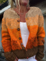 Cardigans Décontracté Contrasté Couture Hiver Tricoté Poids lourd Micro-élasticité Quotidien Manches Longues Régulier pour Femmes