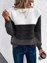Pulls Femmes Décontracté Bloc de Couleur Printemps / Automne Micro-élasticité Ample Manches Longues Col Rond Fil/fil de laine Régulier