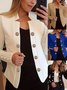 Blousons Décontracté Plain Printemps / Automne Polyester Naturel Manches Longues Droit Boucle Régulier pour Femmes