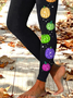Pantalons De Yoga Femmes Décontracté Toutes Les Saisons Motif de citrouille Naturel Serré Jersey Toussaint Pantalon coupe slim Long
