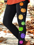 Pantalons De Yoga Femmes Décontracté Toutes Les Saisons Motif de citrouille Naturel Serré Jersey Toussaint Pantalon coupe slim Long