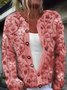 Cardigans Décontracté Floral Printemps / Automne Polyester Boutonné Ample Manches Longues Droit Régulier pour Femmes