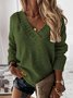 Pulls Décontracté Plain Printemps / Automne Col V Naturel Quotidien Ample Régulier Régulier pour Femmes