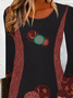 Robes Femmes Rétro Ethnique Printemps / Automne Mini Manches Longues Col Rond Robe t-shirt Élasticité moyenne Non Ceinture