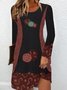 Robes Femmes Rétro Ethnique Printemps / Automne Mini Manches Longues Col Rond Robe t-shirt Élasticité moyenne Non Ceinture