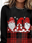 T-shirts Décontracté Printemps / Automne Flocon de Neige Micro-élasticité Ample Noël Régulier Droit Régulier pour Femmes