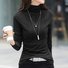 Chemisiers1 Décontracté Plain Printemps / Automne Micro-élasticité Quotidien Ample Jersey Col Roulé Régulier pour Femmes