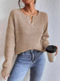 Pulls Femmes Décontracté Plain Printemps / Automne Micro-élasticité Ample Manches Longues Col Rond Fil/fil de laine Droit