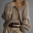 Cardigans Décontracté Plain Hiver Coupe Régulière Manches Longues Laine/Tricot Régulier Épaissi Droit pour Femmes