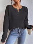 Pulls Femmes Décontracté Plain Printemps / Automne Micro-élasticité Ample Manches Longues Col Rond Fil/fil de laine Droit