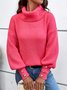Pulls Décontracté Plain Printemps / Automne Micro-élasticité Quotidien Manches Longues Col Roulé Fil/fil de laine Régulier pour Femmes