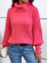 Pulls Décontracté Plain Printemps / Automne Micro-élasticité Quotidien Manches Longues Col Roulé Fil/fil de laine Régulier pour Femmes