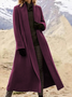 Manteaux Rétro Plain Hiver Polyester Aucune élasticité Ample Manches Longues Mi-long Régulier pour Femmes