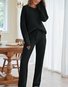Deux Pièces Ensembles Femmes Décontracté Plain Printemps / Automne Naturel Micro-élasticité Quotidien Ample Manches Longues Entaillé