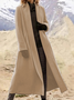 Manteaux Rétro Plain Hiver Polyester Aucune élasticité Ample Manches Longues Mi-long Régulier pour Femmes